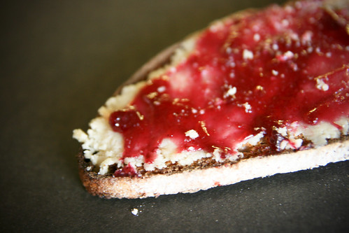 Toast with almond butter and jelly
