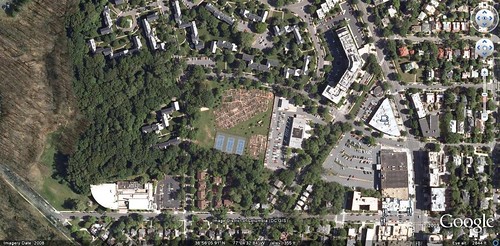 (satellite view of Cleveland Park victory gardens, Washington DC, zoomed out)