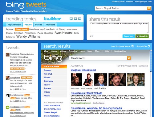 Bing Tweets: Twitter and Bing Search Mashup