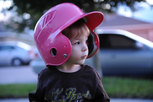 269/365: wearing his sis' helmet