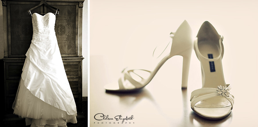 Marriott Santa Ynez hotel vintage wedding dress and white high heels