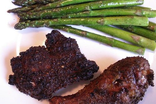 Smoked chicken with asparagus