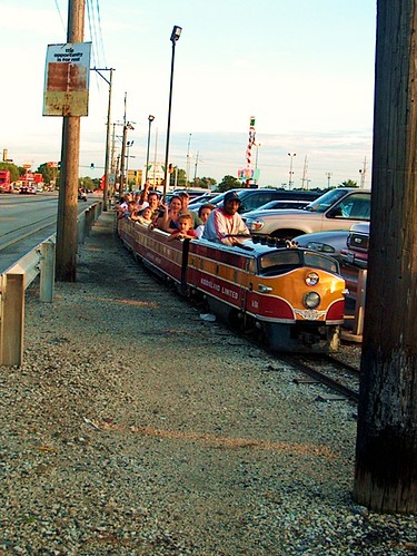 The Kiddieland Limited miniature train alongside First Avenue. Kiddieland Amusement Park. Melrose Park Illinois. August 2006.