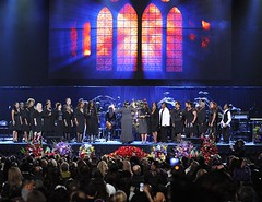 Andrae Crouch Singers open the  memorial service for Michael Jackson at the Staples Center in Los Angeles, Tuesday, July 7, 2009. (AP Photo/Mark J. Terrill, Pool)