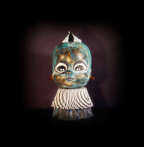 Creepy Carnivaliy Cupcake Kid Bust - from Rusty bucket Series Art Doll
