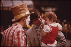 D'aug Days (Pronounced Dog) Is a Month Long Presentation of All the Arts at Downtown Cincinnati's Immensely Popular Public Plaza, Fountain Square. Steven Sharp, a Mime Clown, Is a Favorite of the Children 08/1973