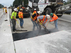 Laying asphalt first