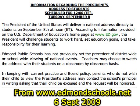 Edmond Public Schools Policy on President Obama's Address