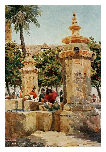 021-Córdoba-Fuente en el Patio de los Naranjos-Cathedral cities of Spain 1909- W.W Collins