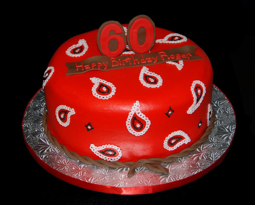 Bandana print western themed 60th birthday cake