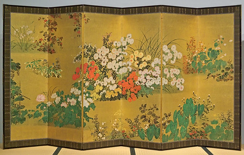 Paper screen, "Flowers and Plants of the Four Seasons", Japanese, Edo Period, 18th century, at the Saint Louis Art Museum, in Saint Louis, Missouri, USA
