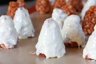rice krispie cones covered in white chocolate 6686