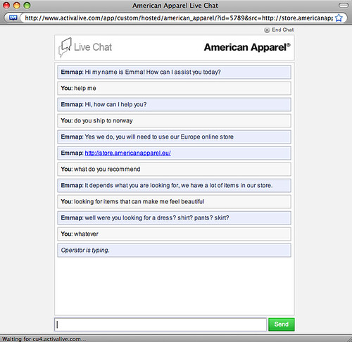 american apparel live chat