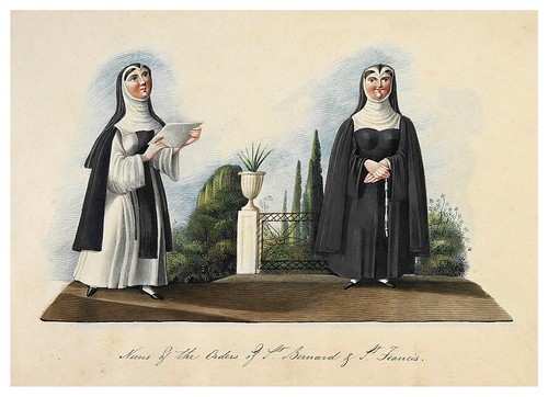 002- Monjas de la orden de San Bernardo y San Francisco-Picturesque review of the costume of the portuguese 1836