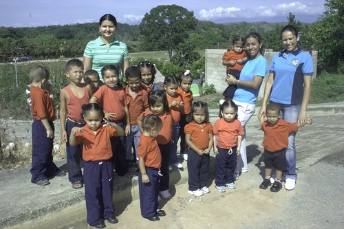 Children with the Andes in the background
