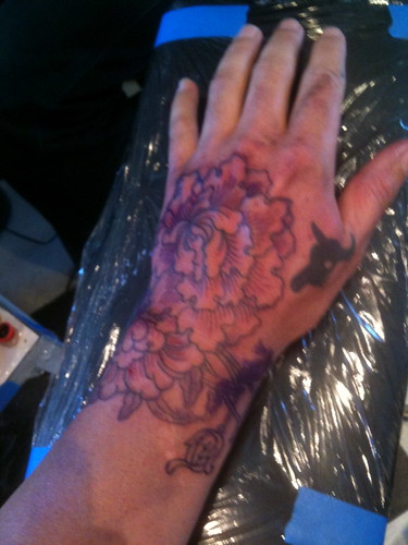 peony · tattoo · ink · hand · flower · ace