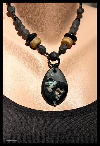 "LOW TIDE" mixed media barnicle encrusted pendant by Sandra Miller by you.