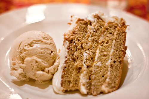 Buttermilk Spice Cake with Cream Cheese Frosting and Maple Walnut Ice Cream