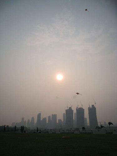 Kite flying at Marina Barrage