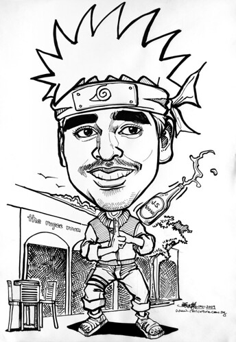 Naruto caricature in ink @ The Rupee Room Clarke Quay Singapore