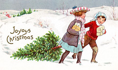 A Country Christmas - 1913 Vintage Xmas card I...