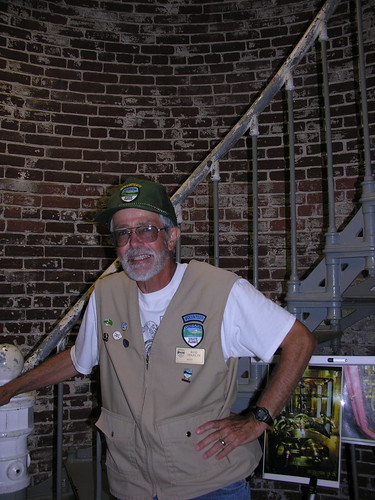 Rod, volunteer guide, inside the lighthouse