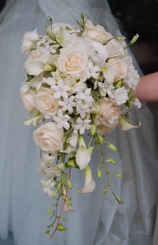 White orchid bouquet cascade wedding bouquet