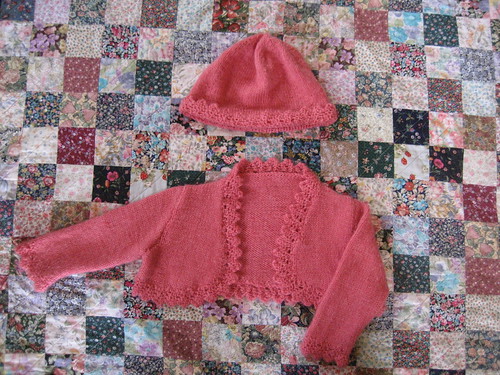 baby cardigan and hat