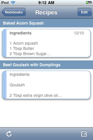 recipes with Gnotes screen 1
