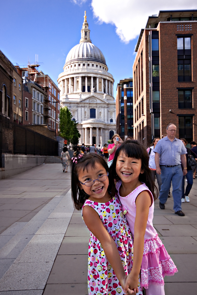 Chloe & Pearl in Front of St Paul Cathedral