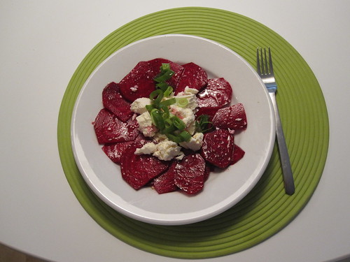 Raw beet and feta salad - from groceries