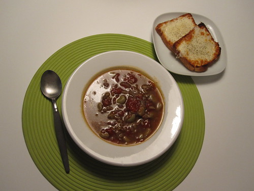braod bean soup and cheezy toasts - from groceries
