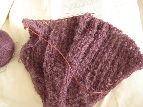 Purple pangea shawl progress