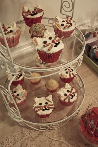 Cat Cupcakes on a Stand