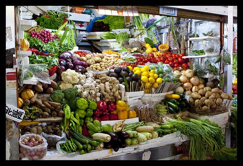 Vegetable stall in a Market, Beijing