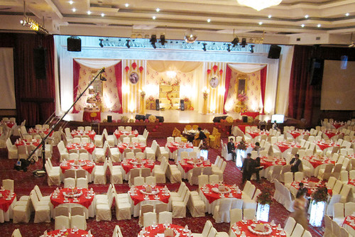 At that time there was a wedding reception going on The stage decoration