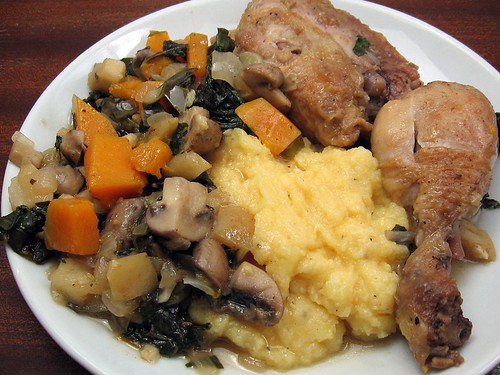 Braised Chicken with Mushrooms and Chard