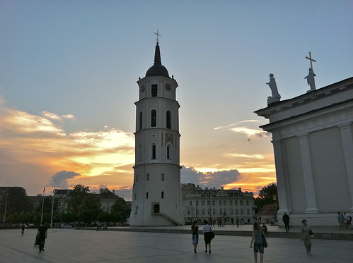 Sunset over the Cathedral and Main Square (Vilnius, Lithuania)