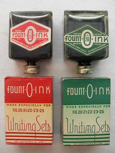 Fount-O-Ink Writing Sets Ink Bottles 1940s Vintage by Christian Montone
