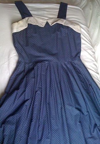 Navy dress with white collar