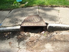 broken sidewalk and drain (photo courtesy of AIA)