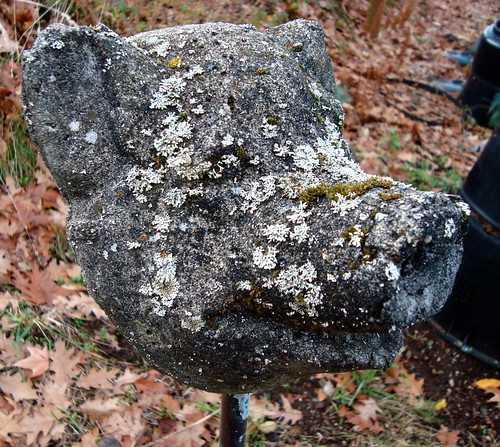 Concrete Pig Head on a Stick (Right Profile)