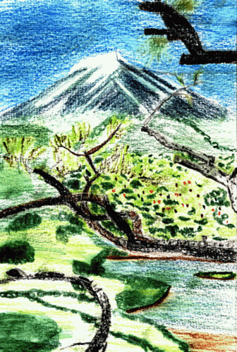 Mountain landscape watercolor pencil beginner