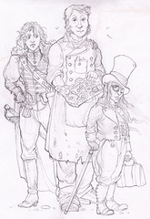 Fantasy Detectives - A team of fantasy detectives. From left to right we have the assassin, the backroom boy and then the detective master mind.  He’s got Faery blood you know…