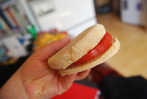 English muffin with tomato