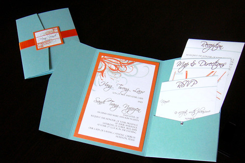 Wedding Invitations Blue Orange 