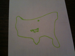 My poor airplane sketch of the U.S. and Oklahoma