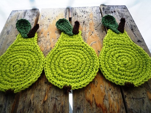 Crochet Pear Coasters - Monika Design