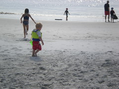 Playing in the sand at Fernandina Beach