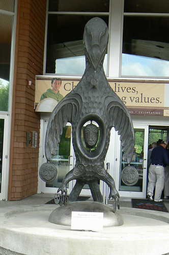 Alaskan Native Art Statue at entrance of the Heritage Center -  photo by George Bradshaw